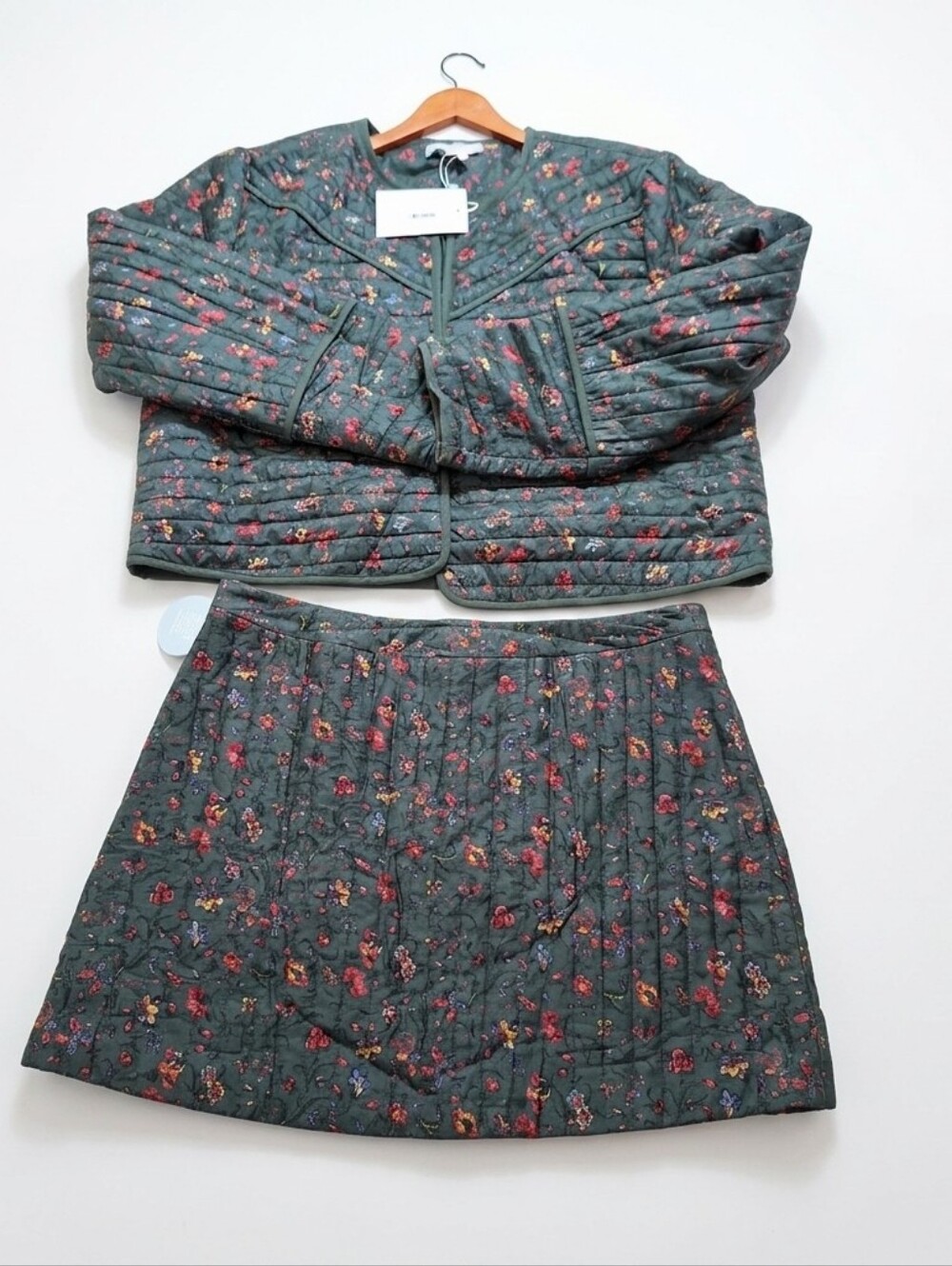 NWT Hill House Home Amari Quilted Floral 2 Piece Set Jacket & Skirt Green XXL